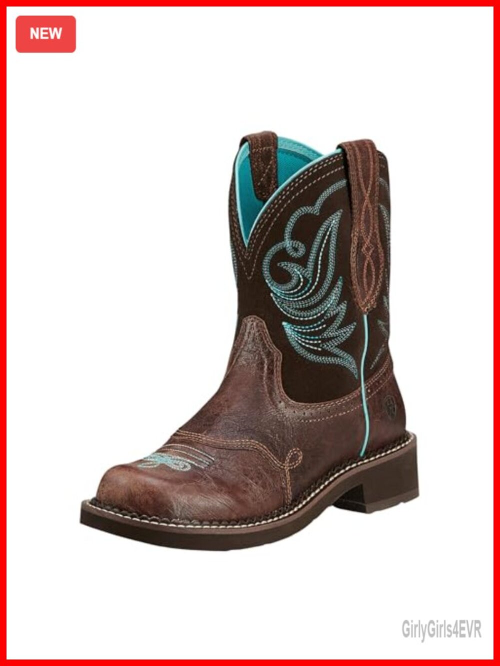Western Boot Leather Mid-Calf Block Heel Round Toe Supportive Cushioned